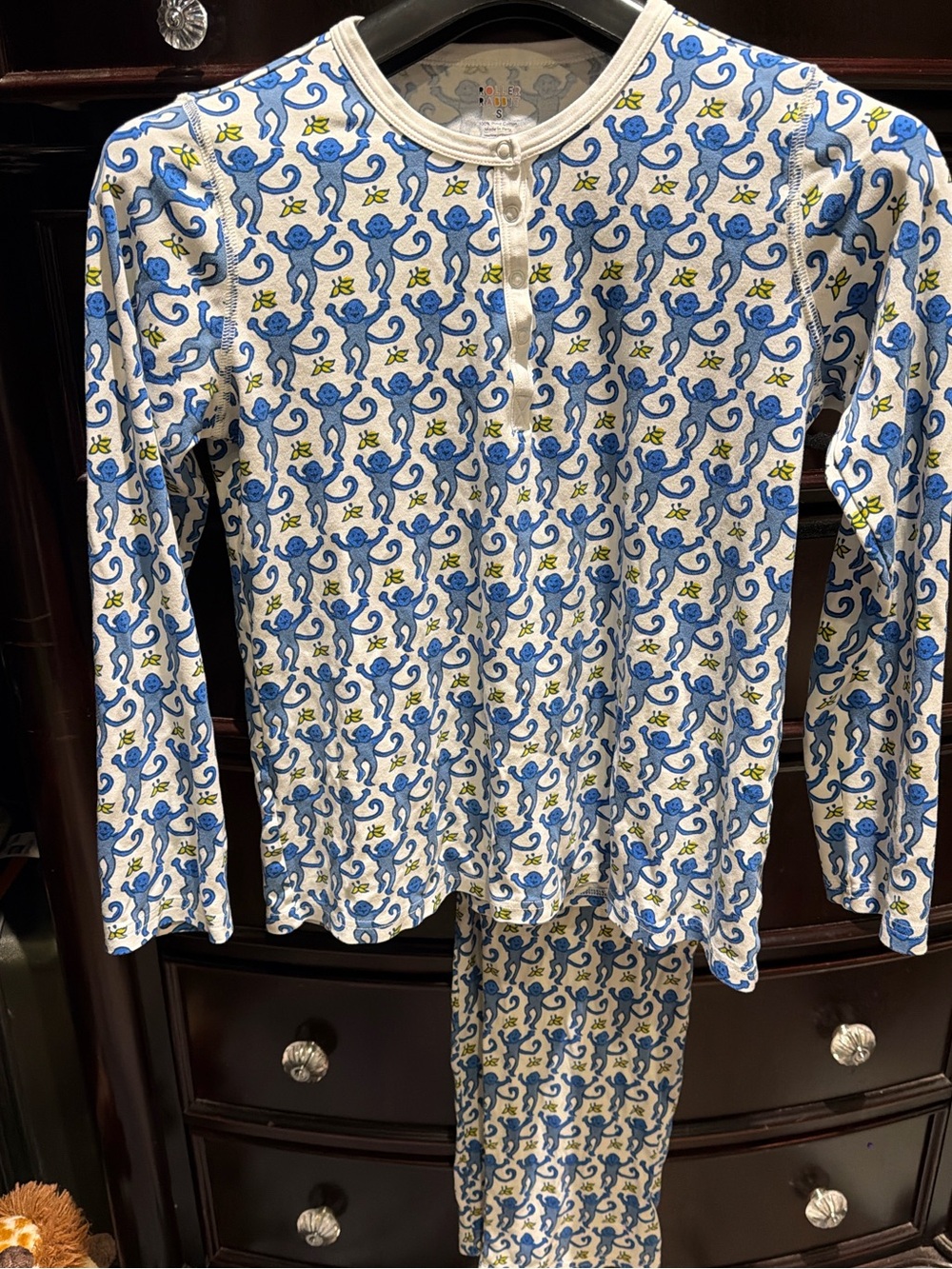 Roller Rabbit Blue & Cream Monkey Print Pajama Set - Picture 6 of 10